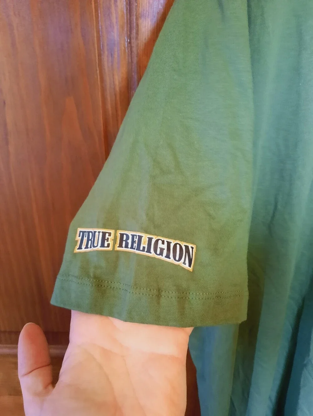 True Religion 100% Cotton Olive Green Graphic Logo Short Sleeve T-shirt Size 3XL